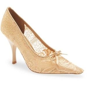 Jeffrey Campbell Gracious Embroidered Mesh Pump Heels Beige 8